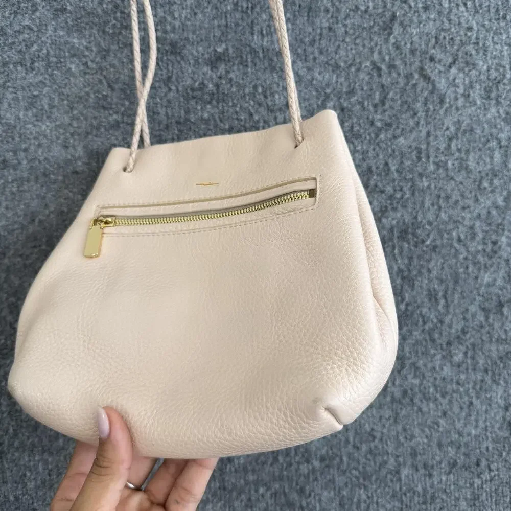 Shinola Leather Shoulder Tote Crossbody Bag Light Pink Braided Strap Minimalist
